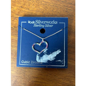 Belk Silverworks Sterling Silver Cubic Zirconia necklace heart charm